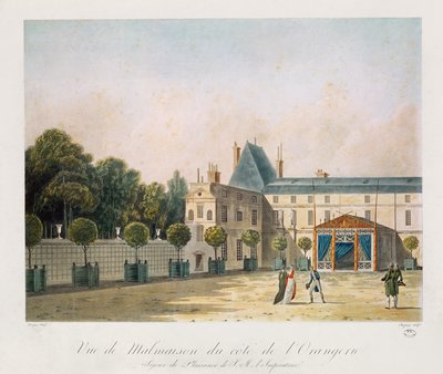 Ansicht von Malmaison von der Orangerie, graviert von Nicolas Chapuy, ca. 1810er Jahre von Antoine Pierre Mongin
